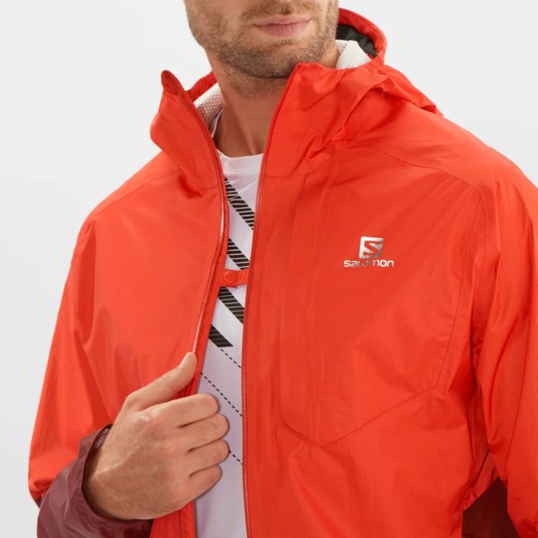 Red Salomon Bonatti Waterproof Men's Shell Jackets | PH 95318E